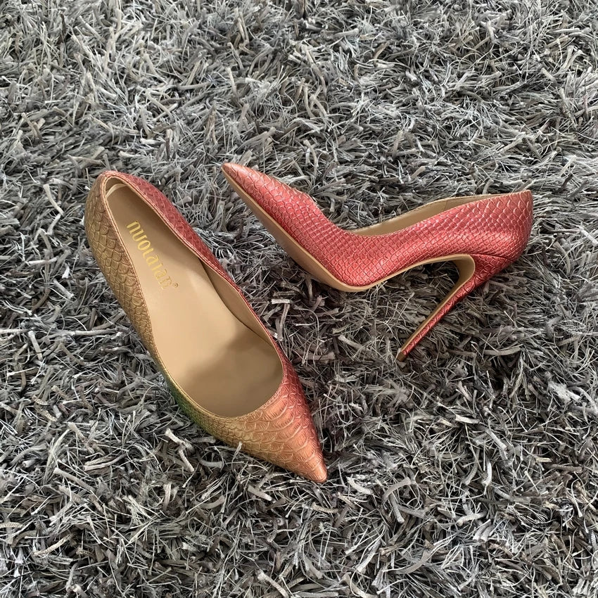 New fashion woman shoes snake printing party wedding shoes big size 35-42 sexy pointed toe female high heels pumps women shoes