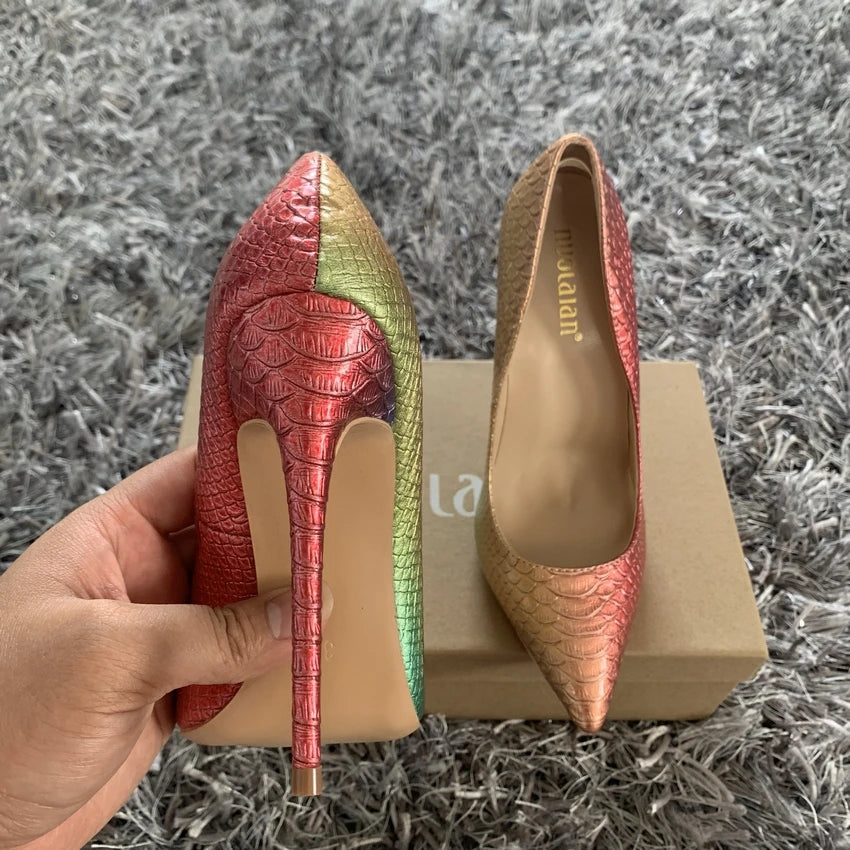 New fashion woman shoes snake printing party wedding shoes big size 35-42 sexy pointed toe female high heels pumps women shoes