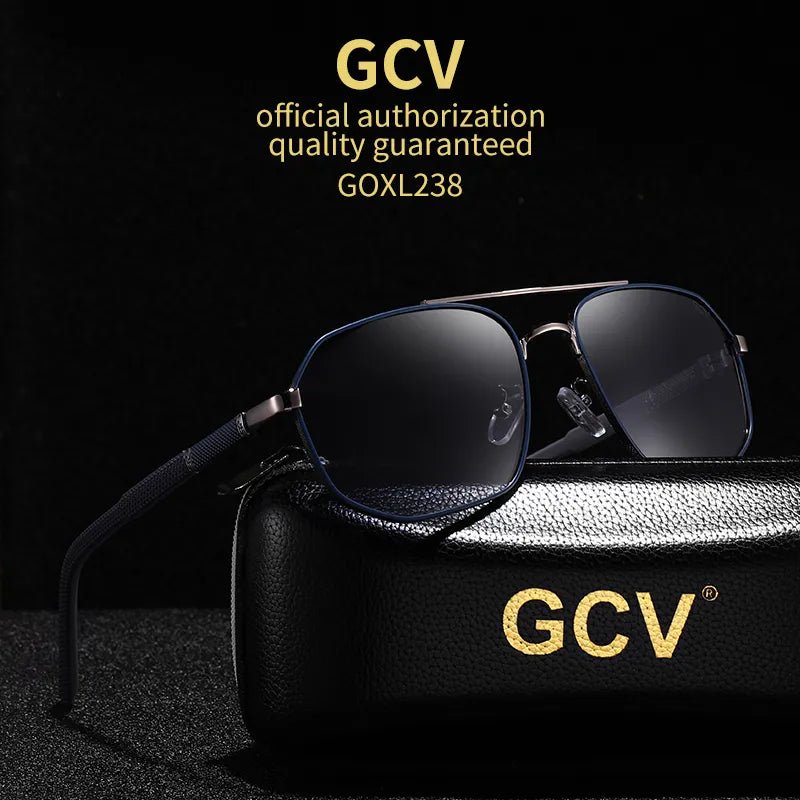 GCV Brand Classic Pilot Square Polarized Sunglasses Metal Frame Men's Driving Male Sun Glasses Eyewear UV Blocking Luxury