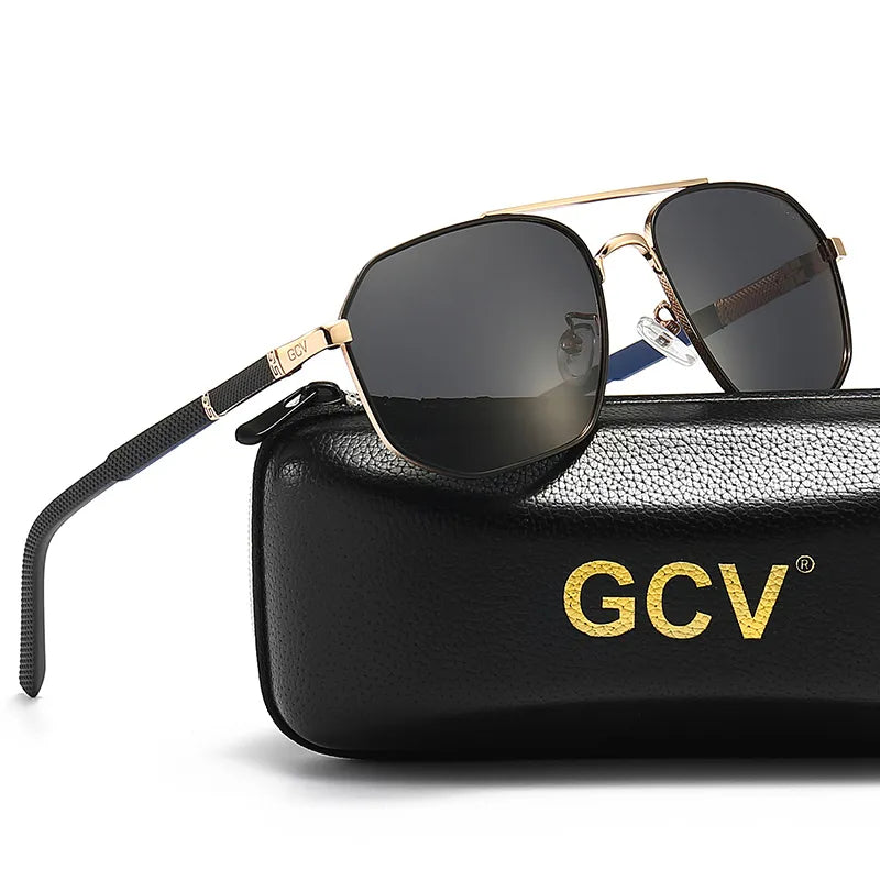 GCV Brand Classic Pilot Square Polarized Sunglasses Metal Frame Men's Driving Male Sun Glasses Eyewear UV Blocking Luxury