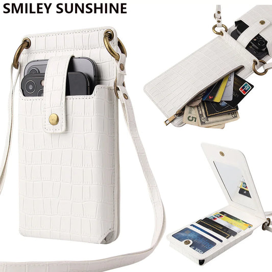 White Hanging Mobile Bag Women's Crossbody Bag Mini Card Holder Wallet Bag Satchel Female Small Cross Body Ladies Hand Bag