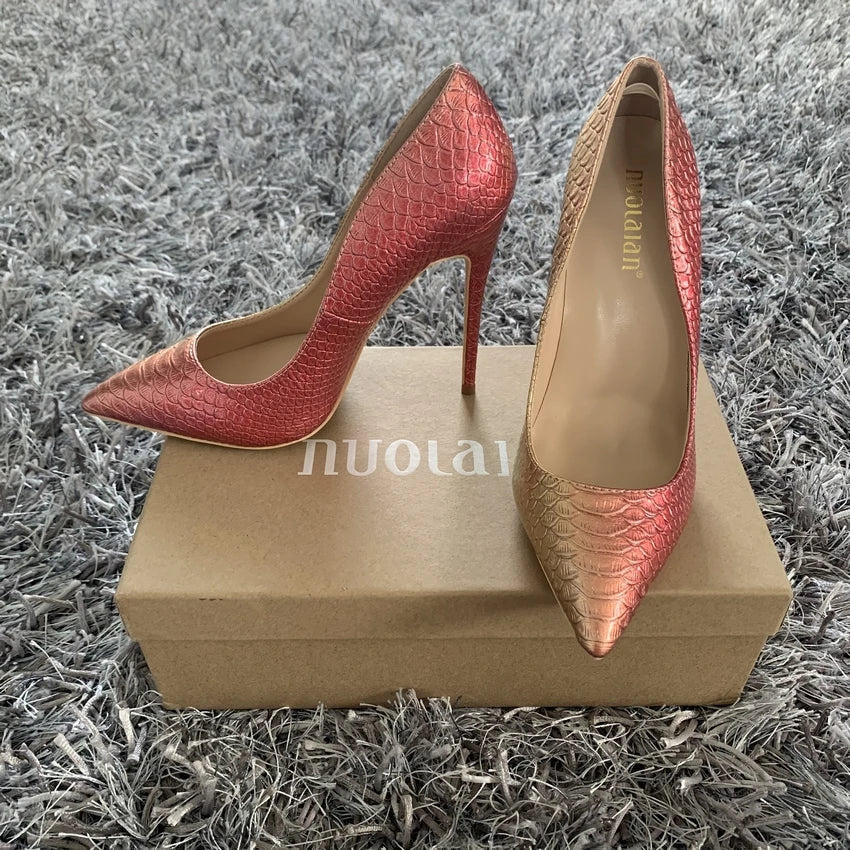 New fashion woman shoes snake printing party wedding shoes big size 35-42 sexy pointed toe female high heels pumps women shoes