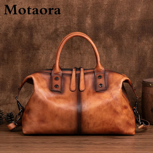New Hand Painted Women Handbag Luxury Genuine Cowhide Leather Dumpling Bag Large Capacity Vintage Top-handle Bag For Female
