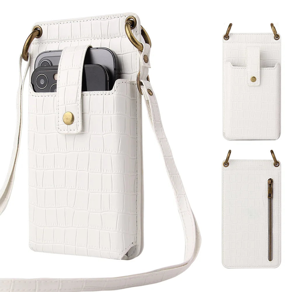 White Hanging Mobile Bag Women's Crossbody Bag Mini Card Holder Wallet Bag Satchel Female Small Cross Body Ladies Hand Bag