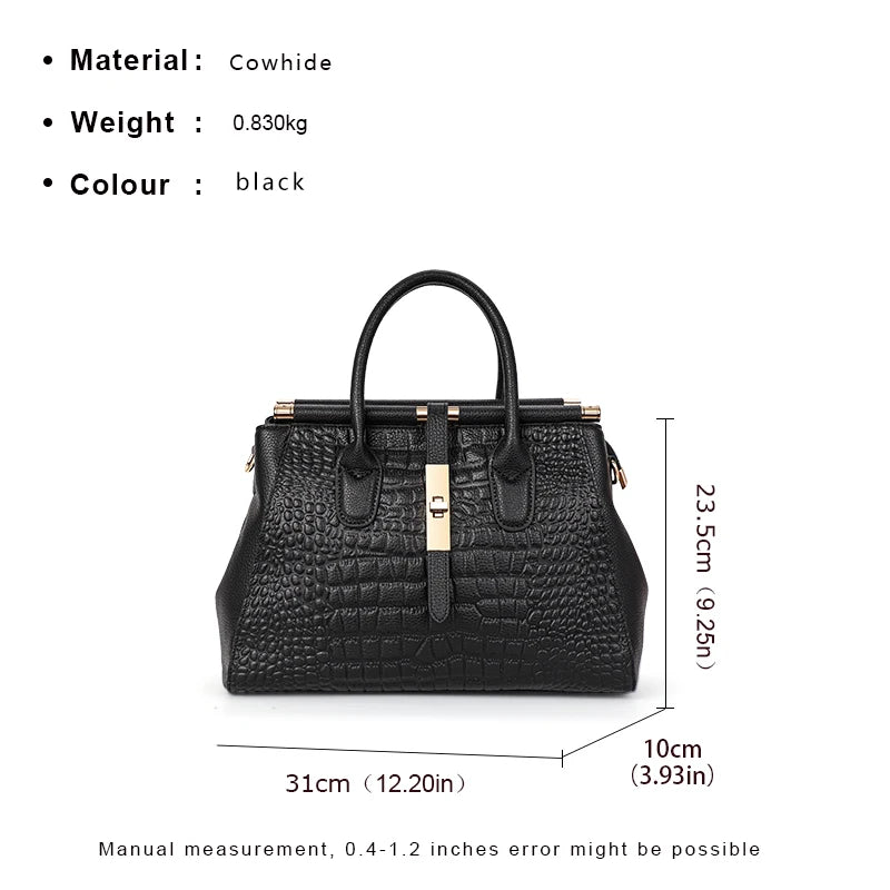 Crocodile-print leather women's bag hand bag large capacity cowhide one-shoulder cross-body bag