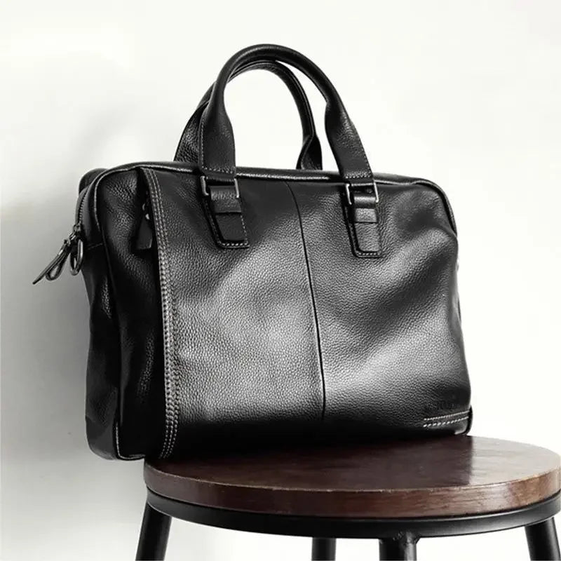 Men's Leather Briefcase Business Handbags File Bags Computer Bags Head Office Bags Large Capacity