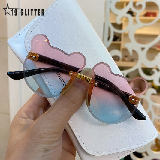 Summer Girl Boys Cute Kids Rimless Sunglasses Animal Cartoon Bear Children Baby Outdoor Sun Glasses Lunette