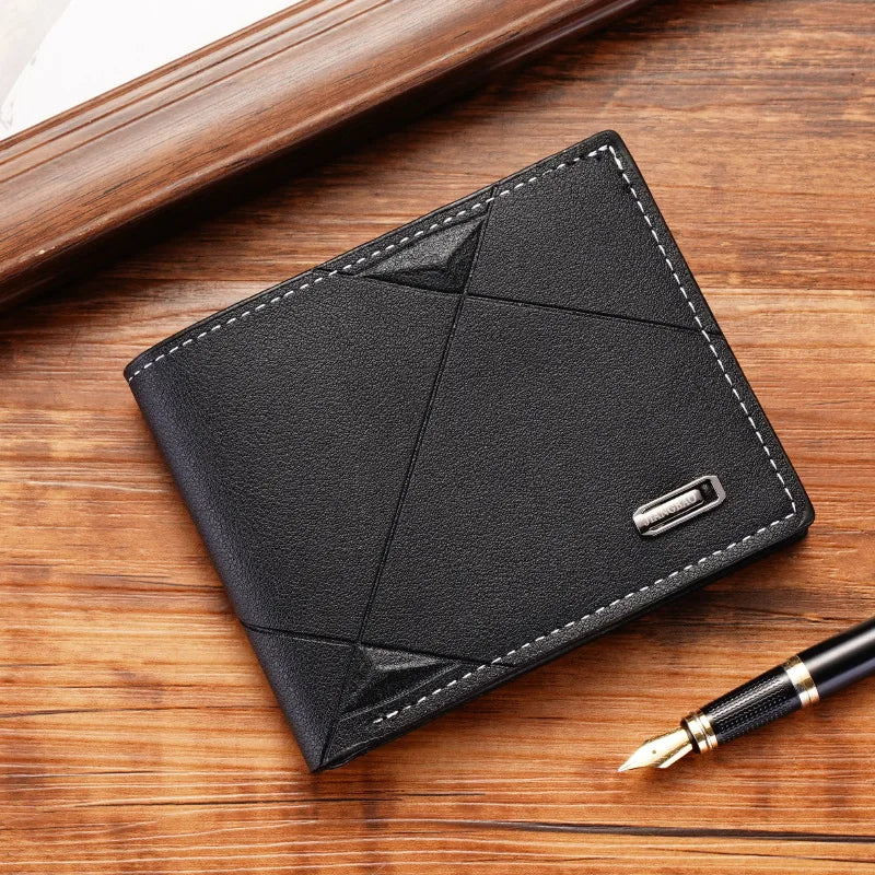 New Men's Wallet Short Multi-card Coin Purse Fashion Casual Wallet Male Youth Thin Three-fold Horizontal Soft Wallet Men PU