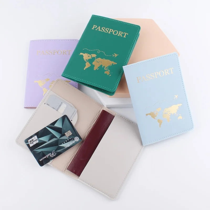 PU Leather Travel Passport Cover  Fashion Women Passport Holder Case for Men Travel Document Credit Card Case