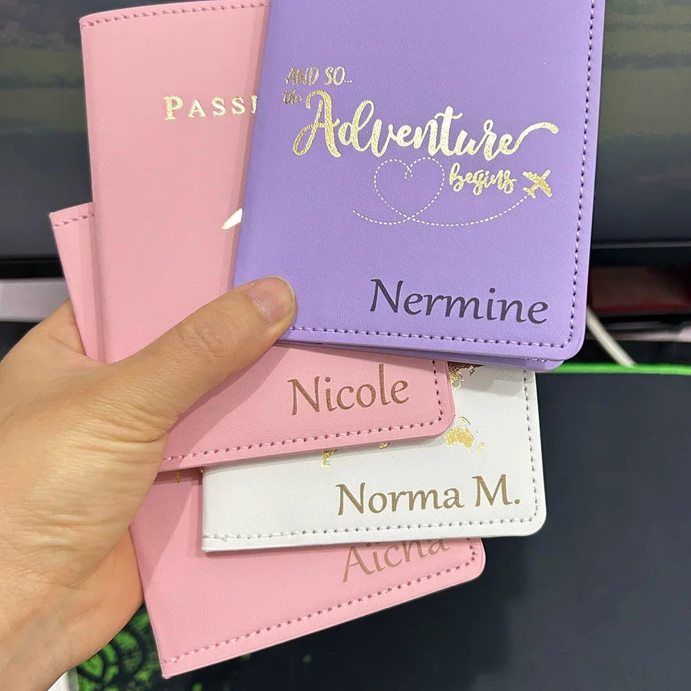 New Customize Adventure Passport Cover with Names Women Men Travel Wedding Passport Holder Cases Travel