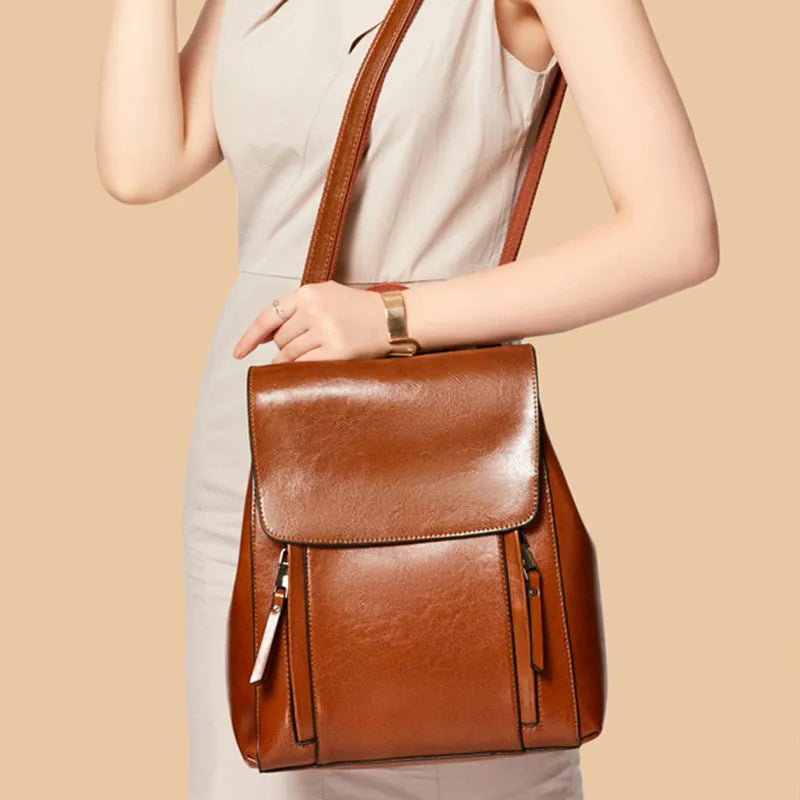 Women Backpack Cross body Shoulder Bag Genuine Leather Girls School Female Natural Skin Book Laptop Rucksack Messenger Bags