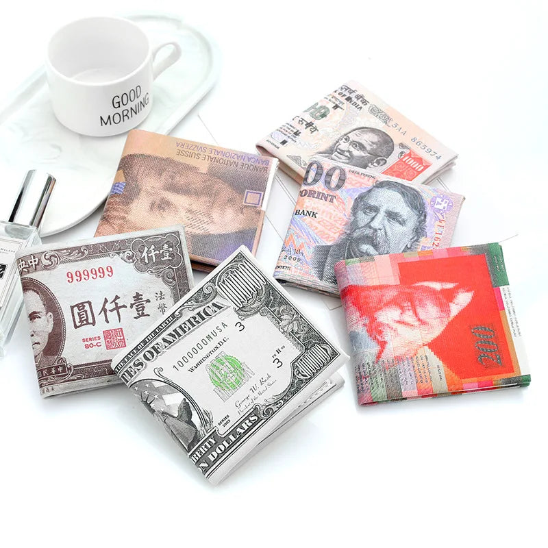 Currency Pattern Wallets PU Leather Bags Credit ID Card Holder Purses Insert Picture Money Cash Coin Dollars Euro Zipper Wallet