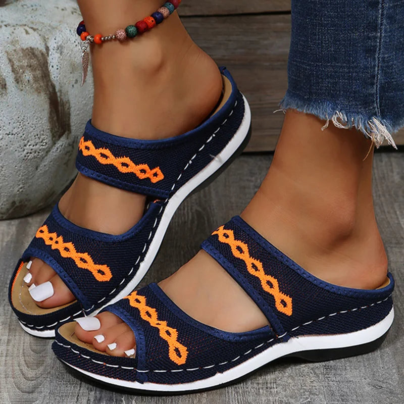 Women Sandals Breathable Mesh Summer Shoes For Women Low Heels Beach Slippers Sandals Summer Footwear Female