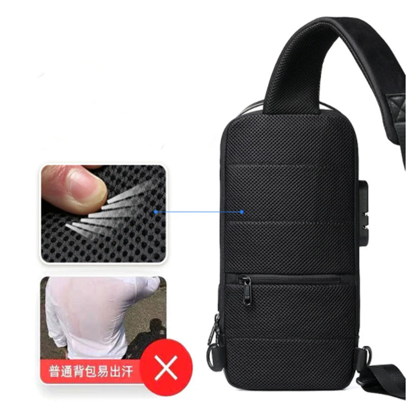 Men Anti Theft Chest Bag Shoulder Bags USB Charging Crossbody Package School Short Trip Messengers Bags Men's Oxford Sling Pack