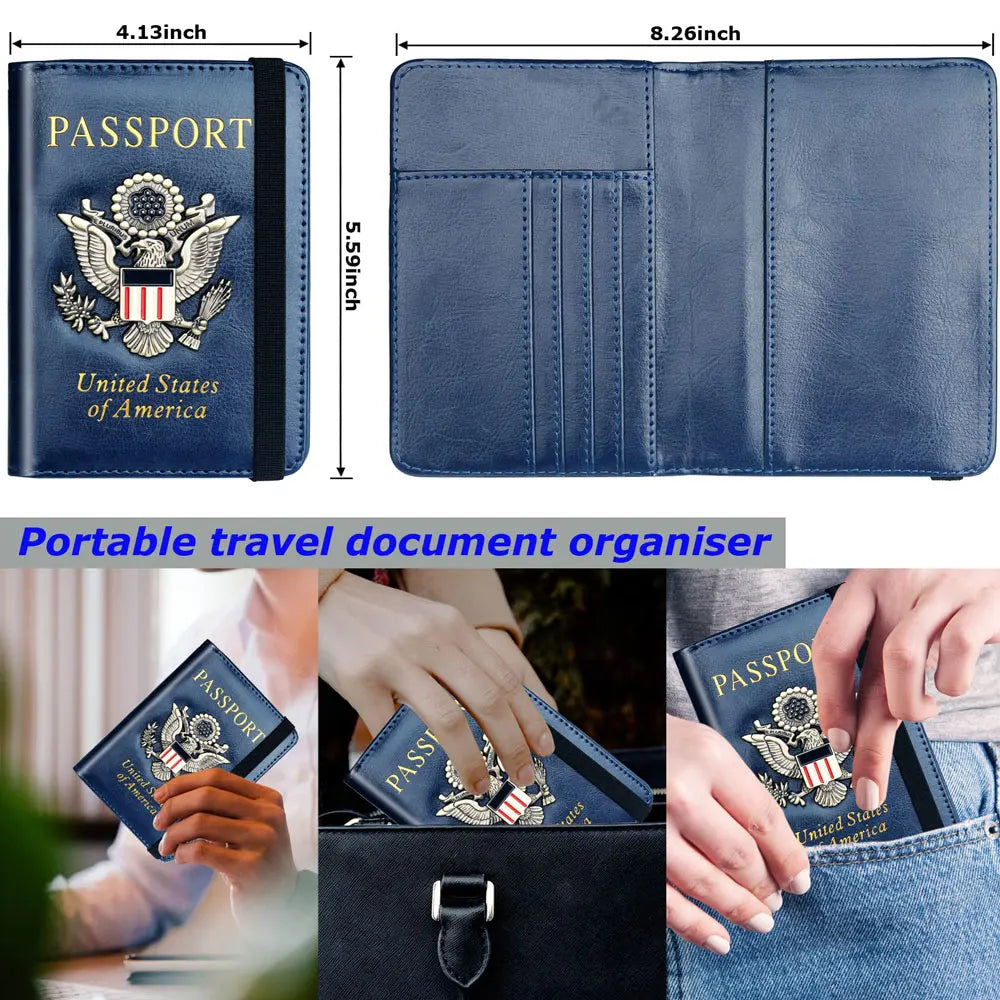 Personalize Passport Holder Cover Card Slot Combo RFID Blocking Leather Travel Passport Cover Luxuy Wallet Customized Name