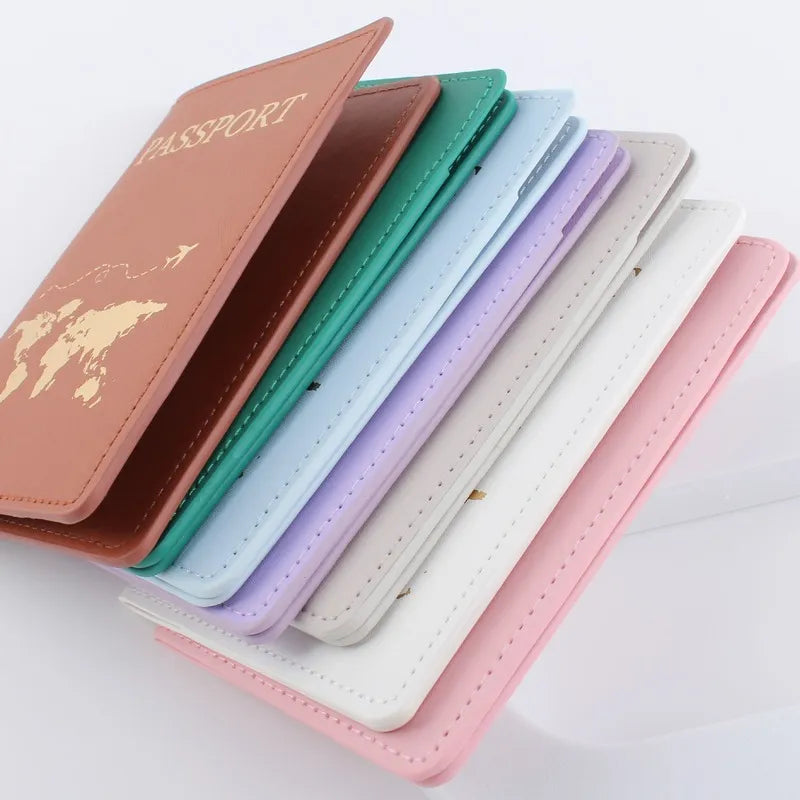 PU Leather Travel Passport Cover  Fashion Women Passport Holder Case for Men Travel Document Credit Card Case