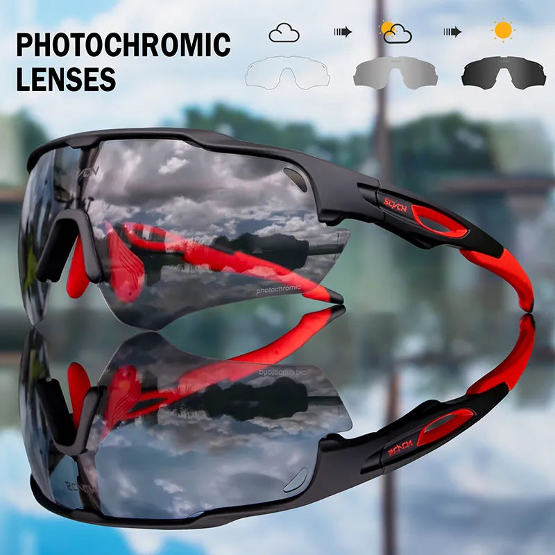 SCVCN Photochromic Cycling Sunglasses MTB Cycle Eyewear Men's Sunglasses Sports Running Bicycle Glasses UV400 Protection Goggles