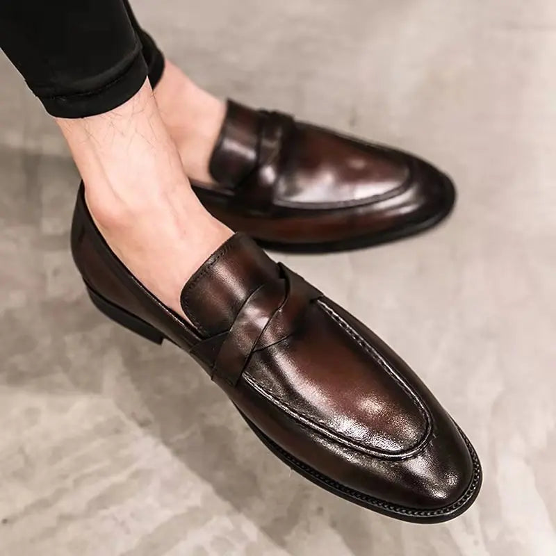 Wnfsy Formal Shoes Men Leather Office Shoes Men Classic Brown Dress Loafers Men's Shoes Luxury Moccasin Shoes Chaussure Homme