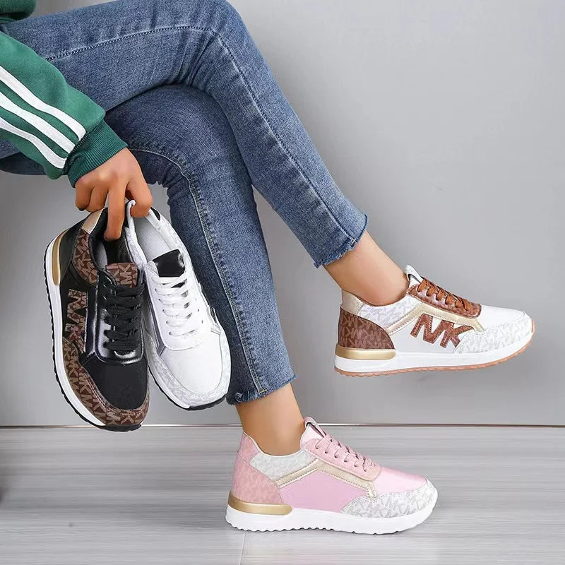 New Style Women Wedges Sneakers Lace - Up Breathable Sports Shoes Casual Platform Female Footwear Ladies Vulcanized Shoes