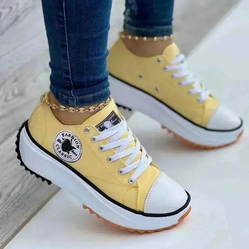 Canvas Ladies Casual Sneakers Spring Brand Women's Casual Shoes Classic Lace-Up Walking Shoes for Women  Ladies Shoes on Offer