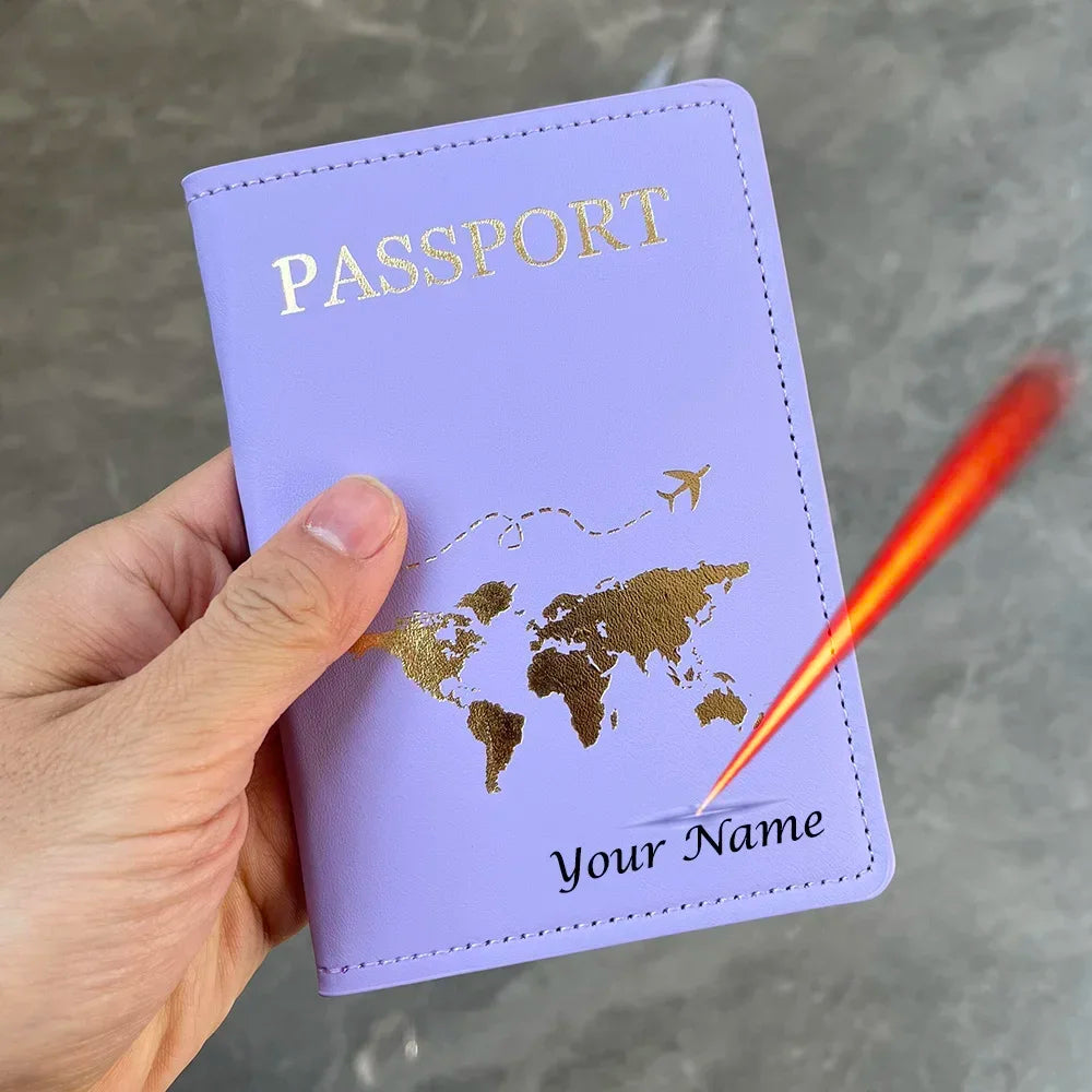 Cute Personalised Passport Cover Women with Names Engraved Passport Holder for Couples