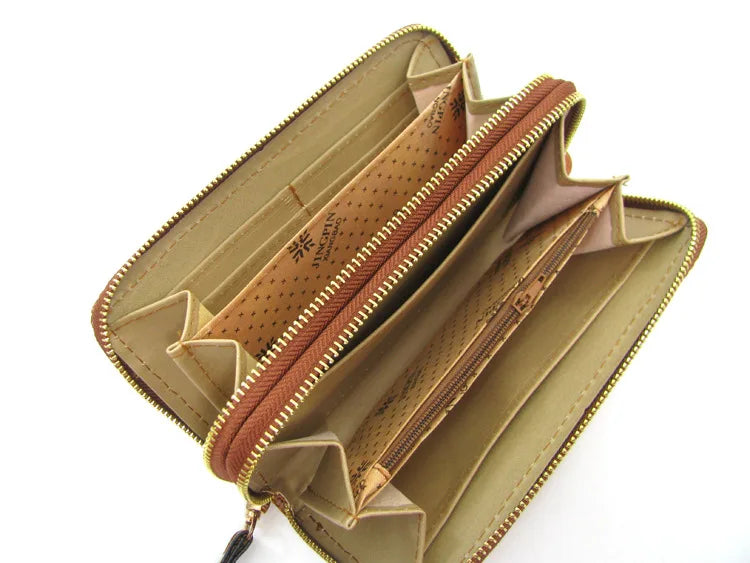 Women's Purse genuine Leather Wallet for Women Boho Purses Coins and Cards Ladies Wallets Long Clutch Bag Women Wristlet Wallets