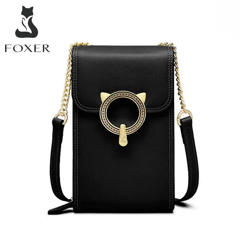 FOXER Mini Cellphone Pocket Bag Girl's High Quality Flap Crossbody Bag Fashion Female Phone Bag Lady Split Leather Shoulder Bags