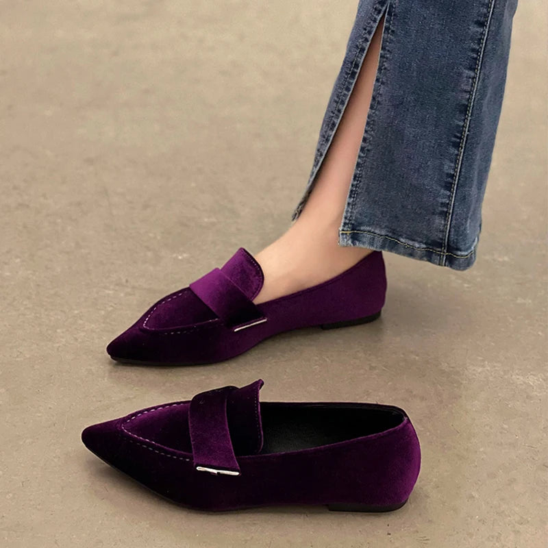 Women Flats Ballet Dance Pointed Toe Sandals Shoes Spring New Designer Loafers Shoes Suede Casual Sport Walking