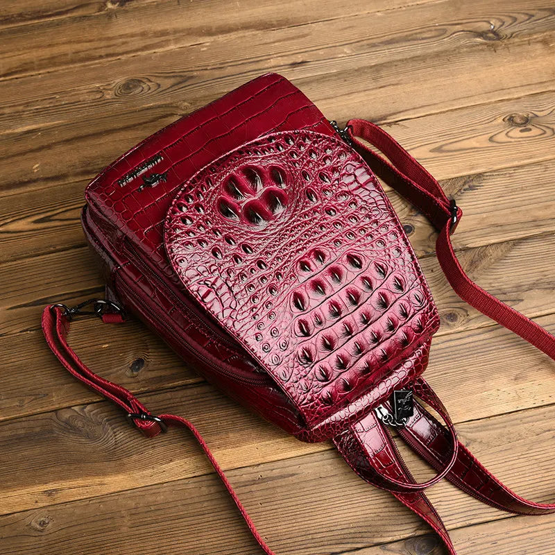 Women's backpack fashion Crocodile skin Backpack Leather Backpack for Teenage Girls Shoulder Bags Sac A Dos ladys PU School Bag