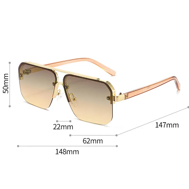 New Gradient Sunglasses for Men Fashion Metal Big Frame Sun Glasses Brand Design Luxury Lunette De Soleil Homme UV400 Eyewear