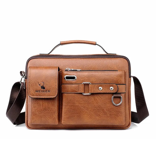 Fashion Men's Shoulder Portable PU Leather Handbag Business Briefcase Travel Man Crossbody s Brand Quality Men Bag