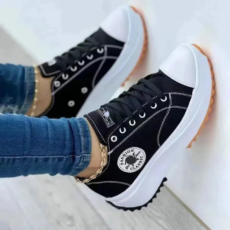 Canvas Ladies Casual Sneakers Spring Brand Women's Casual Shoes Classic Lace-Up Walking Shoes for Women  Ladies Shoes on Offer