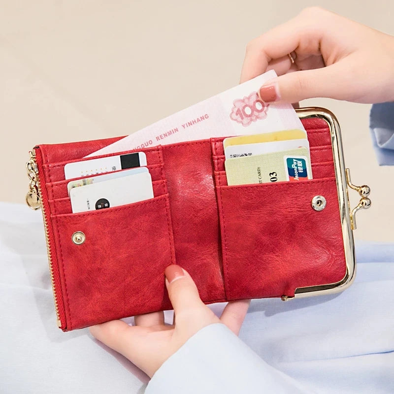 New Women Wallets Female Short Hasp Pu Leather Purses Ladies Portable Money bag Large Capacity Card Holders Portable Clutch