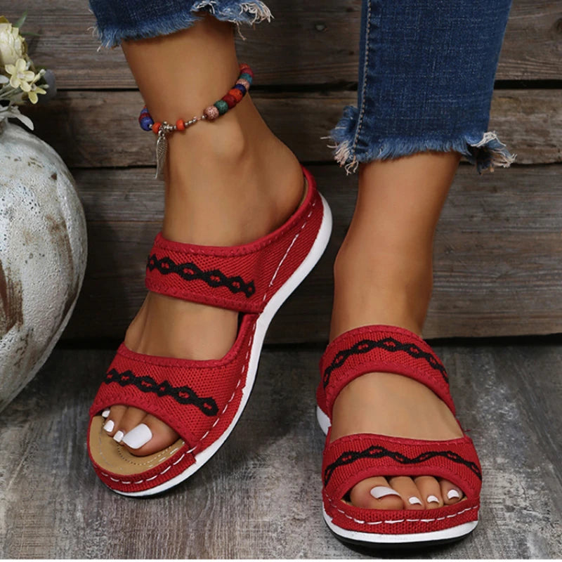 Women Sandals Breathable Mesh Summer Shoes For Women Low Heels Beach Slippers Sandals Summer Footwear Female