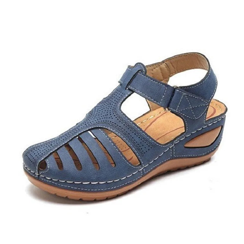 New Summer Women Wedge Sandals Premium Orthopedic Open Toe Sandals Vintage Anti-slip Leather Casual Female Platform Retro Shoes