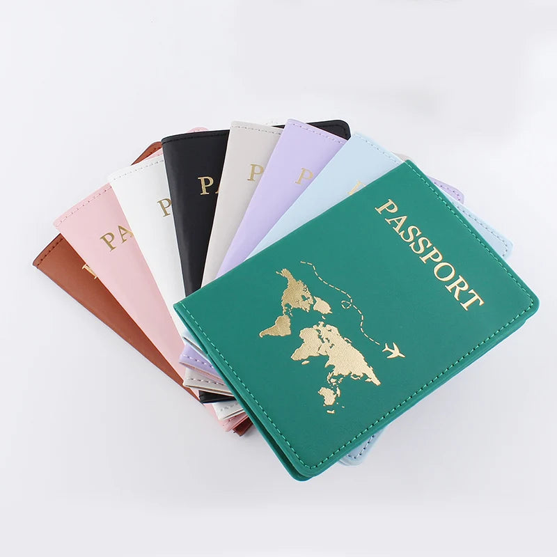 PU Leather Travel Passport Cover  Fashion Women Passport Holder Case for Men Travel Document Credit Card Case