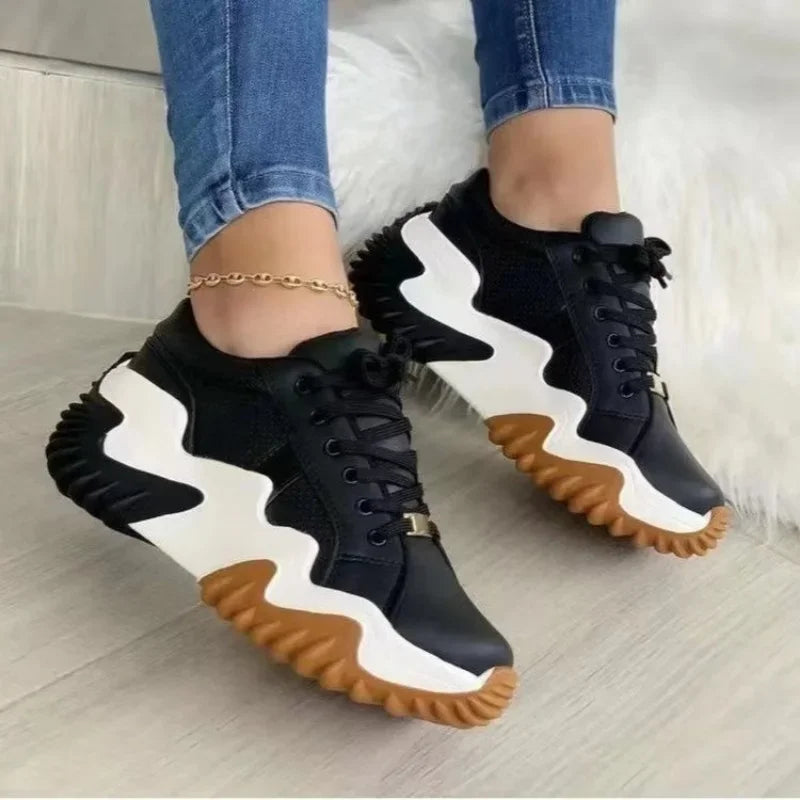 Platform Casual Sport Shoe Women  Lace Up Chunky Sneaker Wedge Non Slip Woman Shoes Plus Size 35-43