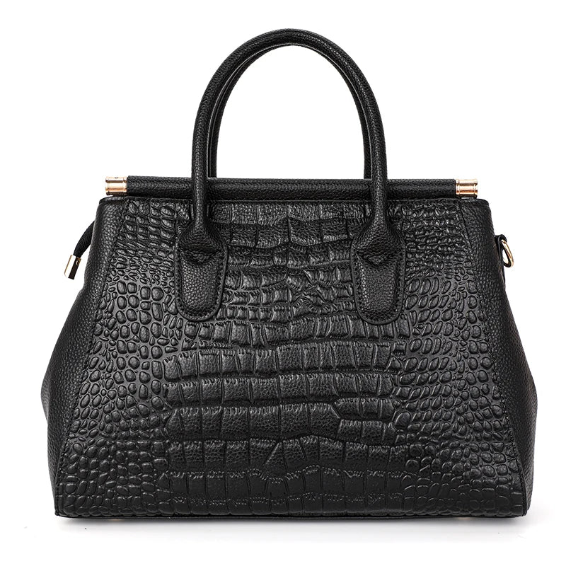 Crocodile-print leather women's bag hand bag large capacity cowhide one-shoulder cross-body bag