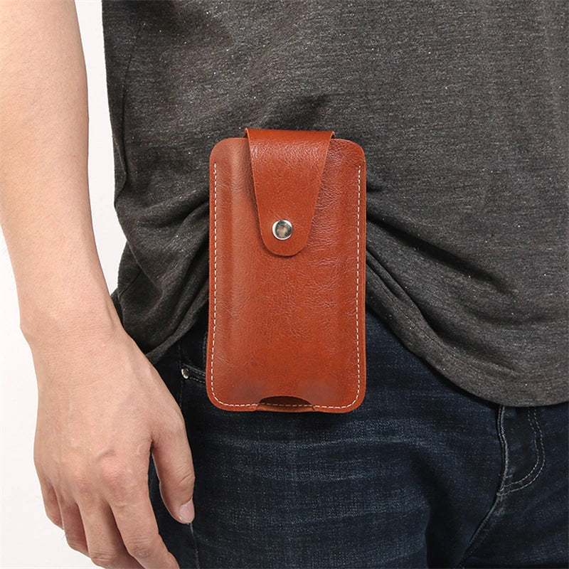 Fashion Leather Male Waist Pack Phone Pouch Bags Waist Bag Men's Belt Bag Multifunctional Water Proof Waist Bag Crossbody Bag