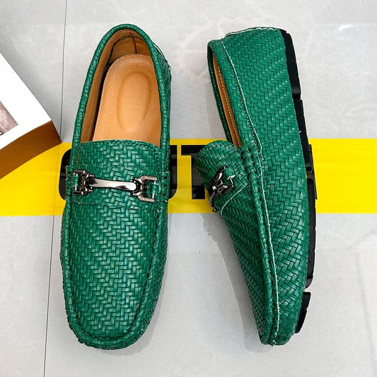 YRZL Loafers Men Casual Shoes Handmade Woven Shoes Men Loafers Moccasins Breathable Slip on Big Size Driving Loafers for Men