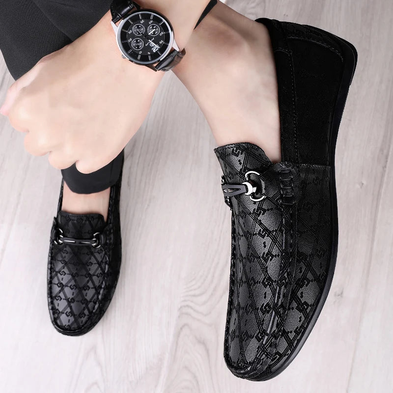 New Black Loafers Men's Leather High Quality Designer Men's Shoes Leather Shoes Soft Sole Comfortable Casual Shoes Moccasin