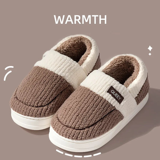 Winter Home cotton mop Men Indoor Outdoor Wear Soft Thick Cover heel PVC Non-slip Warm Cute Simplicity Design Fashion