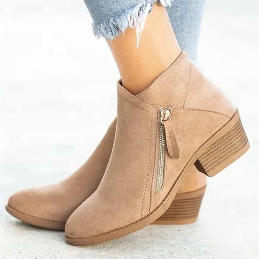 Women Boots Autumn Suede Boots Women Fashion Size 43 Platform Booties Side Zipper Heeled Ankle Boots