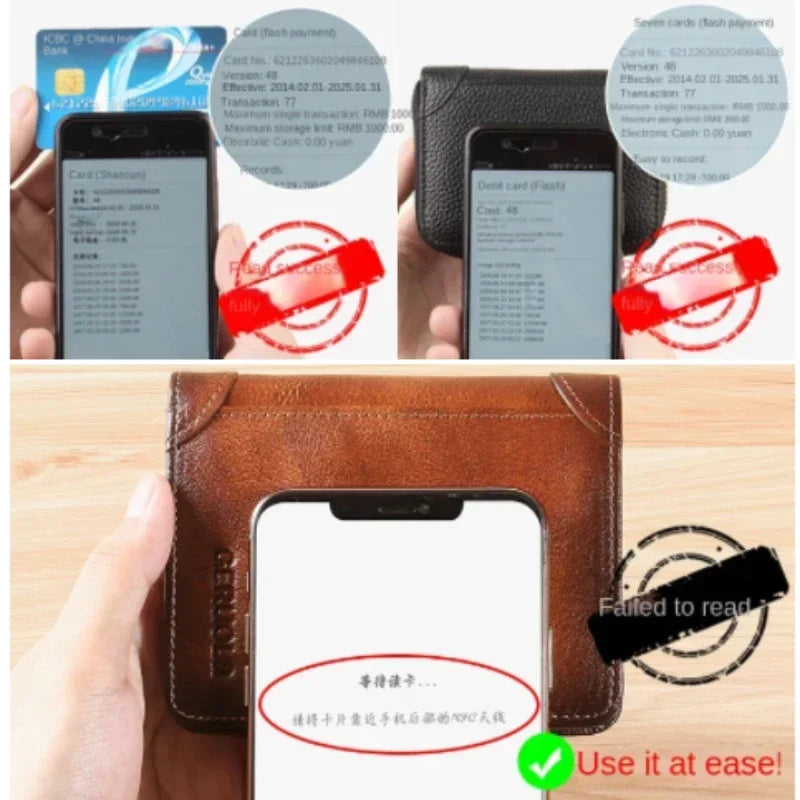 New Genuine Leather Rfid Protection Wallets for Men Vintage Thin Short Multi Function ID Credit Card Holder Money Bag