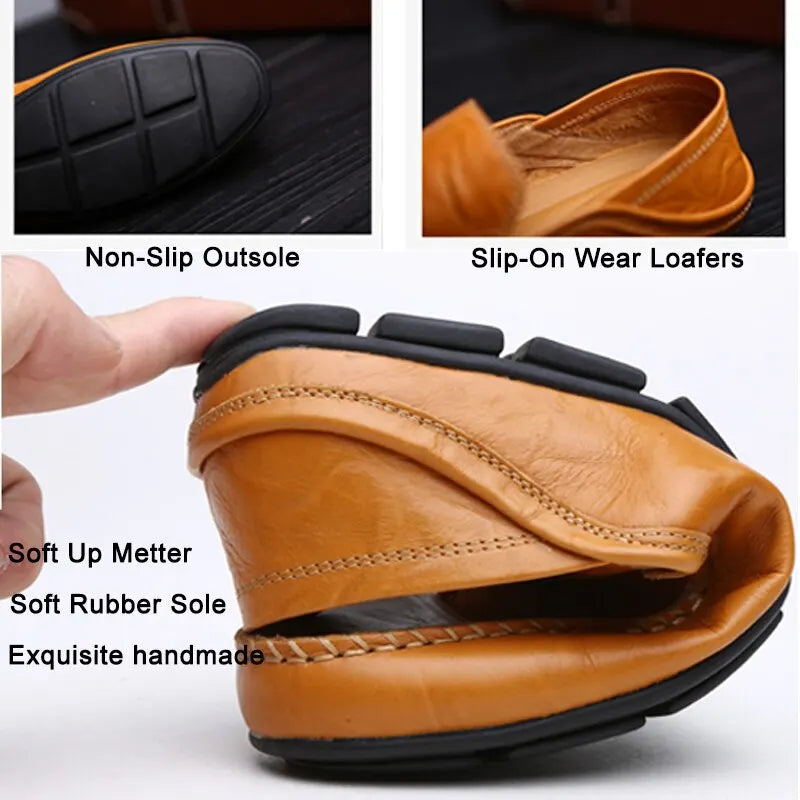 Men Loafers Leather Shoes For Men Casual Shoes Moccasins Breathable Men Driving Shoes Comfort Flats