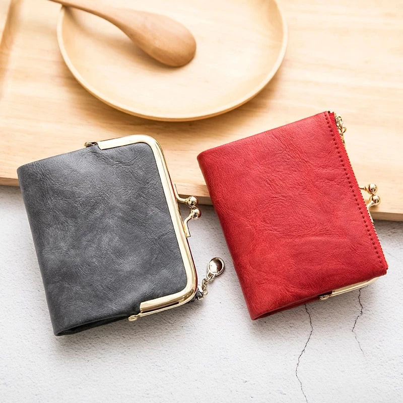 New Women Wallets Female Short Hasp Pu Leather Purses Ladies Portable Money bag Large Capacity Card Holders Portable Clutch