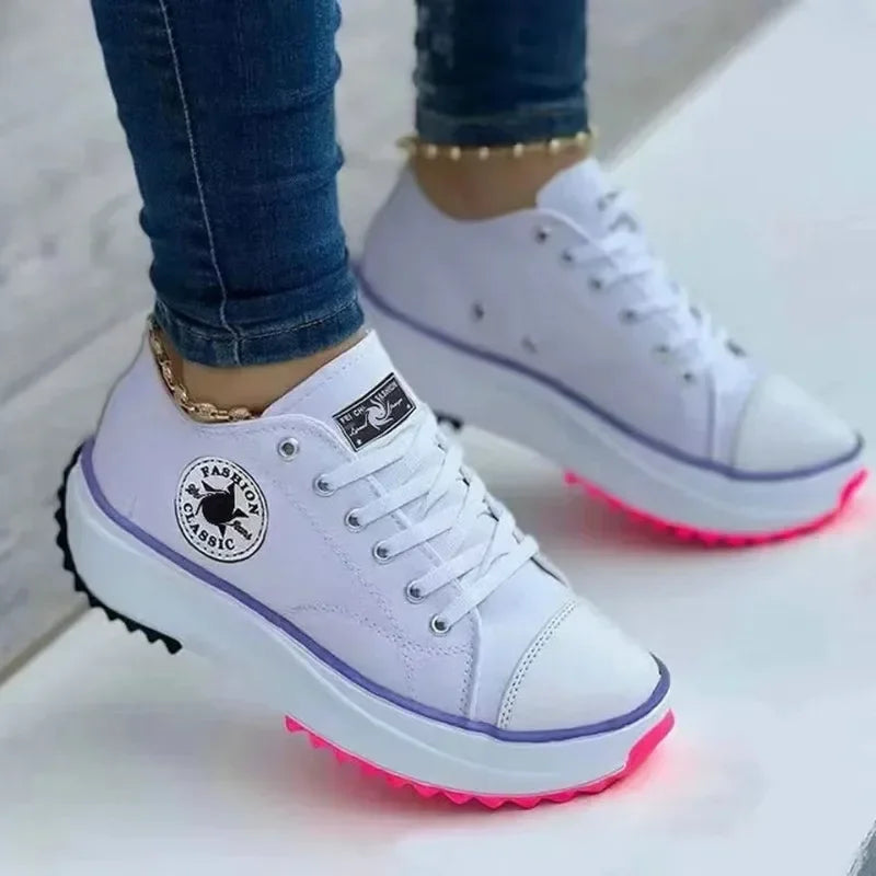 Canvas Ladies Casual Sneakers Spring Brand Women's Casual Shoes Classic Lace-Up Walking Shoes for Women  Ladies Shoes on Offer