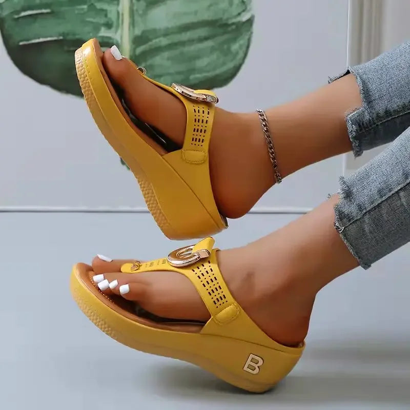 Summer Wedges Sandals Slippers Women Big Size Non-Slip Platform Open Toe Flip Flops Sandals Ladies Comfortable Beach Shoes