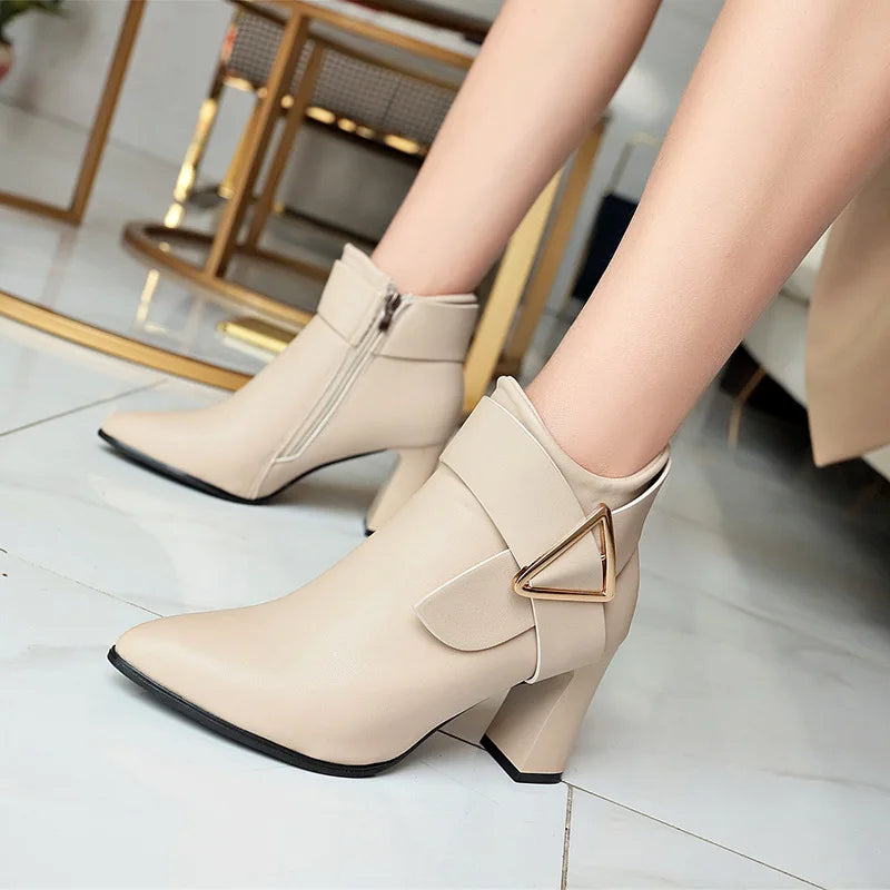 Women Pointed Sexy High Heels Ankle Boots for Women Classic Autumn Winter Platform Boots Woman Zipper Keep Warm Short Booties