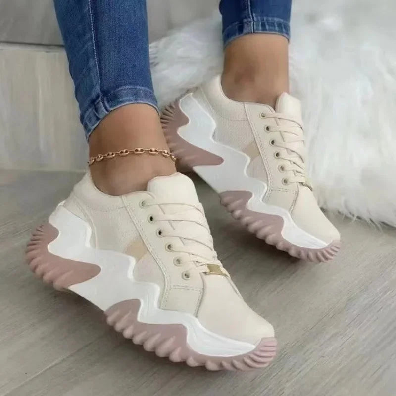 Platform Casual Sport Shoe Women  Lace Up Chunky Sneaker Wedge Non Slip Woman Shoes Plus Size 35-43